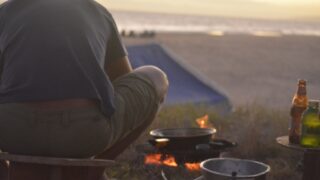 cooking breakfast on the outside