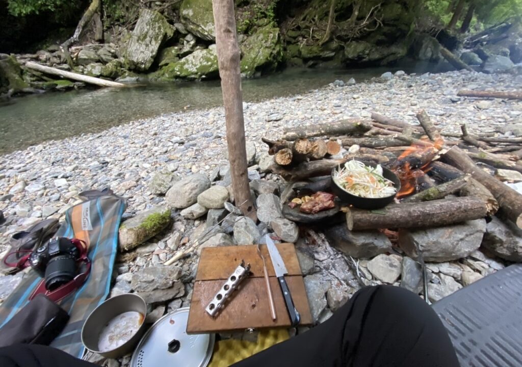 camping on the riverside